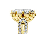 Yellow gold Marquise Halo Diamond Floral Split Shank Engagement Ring 5