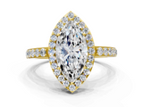 Yellow gold Marquise Halo Diamond Pavé Band Ring with Prong Setting_21