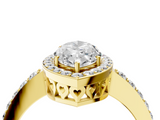 Yellow gold Marquise Halo Diamond Pavé Band Ring with Prong Setting_25