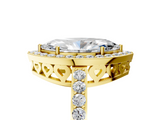 Yellow gold Marquise Halo Diamond Pavé Band Ring with Prong Setting_26