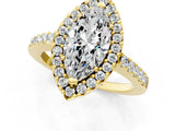Yellow gold Marquise Halo Diamond Pavé Solitaire Ring_49