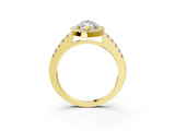 Yellow gold Marquise Halo Diamond Pavé Solitaire Ring_51
