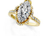 Yellow gold Marquise Halo Diamond Pave Band Ring with Four-Prong Setting_16