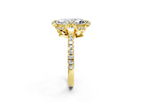 Yellow gold Marquise Halo Diamond Pave Band Ring with Four-Prong Setting_17