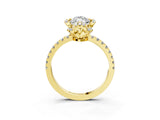 Yellow gold Marquise Halo Diamond Pave Band Ring with Four-Prong Setting_18