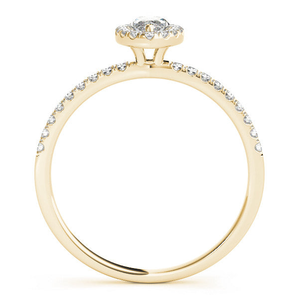 Yellow gold Marquise Halo Diamond Pave Band with Prong Setting 2