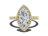 Yellow gold Marquise Halo Diamond Pave Band with Prong Setting_17