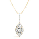 Yellow gold Marquise Halo Diamond Pendant with Pavé Setting