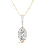 10K Yellow Gold 1.02 Carat E VS Marquise Halo Diamond Pendant with Pavé Setting