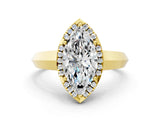 Yellow gold Marquise Halo Diamond Ring with Cathedral Band and Four-Prong Setting_59