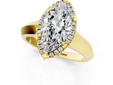 Yellow gold Marquise Halo Diamond Ring with Cathedral Band and Four-Prong Setting_60
