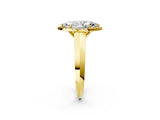 Yellow gold Marquise Halo Diamond Ring with Cathedral Band and Four-Prong Setting_61