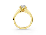 Yellow gold Marquise Halo Diamond Ring with Cathedral Band and Four-Prong Setting_62