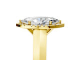 Yellow gold Marquise Halo Diamond Ring with Cathedral Band and Four-Prong Setting_64