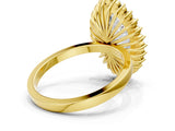 Yellow gold Marquise Halo Diamond Ring with Milgrain Edge and Round Prong Setting_67