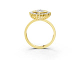 Yellow gold Marquise Halo Diamond Ring with Milgrain Edge and Round Prong Setting_70