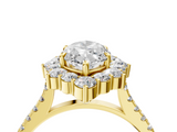 Yellow gold Marquise Halo Diamond Ring with Pavé Band and Prong Setting_41