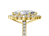 Yellow gold Marquise Halo Diamond Ring with Pavé Band and Prong Setting_42