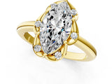 Yellow gold Marquise Halo Diamond Ring with Round Cluster Setting, Solitaire Band, and Four-Prong Setting_73