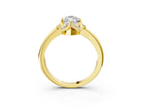 Yellow gold Marquise Halo Diamond Ring with Round Cluster Setting, Solitaire Band, and Four-Prong Setting_75
