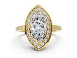 Yellow gold Marquise Halo Diamond Ring with Split Shank and Four-Prong Setting_70