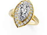 Yellow gold Marquise Halo Diamond Ring with Split Shank and Four-Prong Setting_71