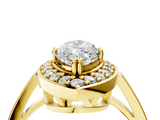 Yellow gold Marquise Halo Diamond Ring with Split Shank and Four-Prong Setting_74