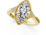 Yellow gold Marquise Halo Diamond Ring with Tapered Band and Four-Prong Setting_11