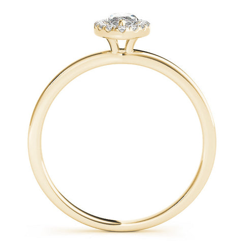 Yellow gold Marquise Halo Diamond Solitaire with Pavé Band and Four-Prong Setting 2