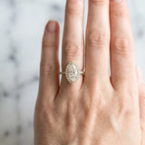 Yellow gold Marquise Halo Diamond Solitaire with Pavé Band and Four-Prong Setting_105