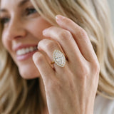 Yellow gold Marquise Halo Diamond Solitaire with Pavé Band and Four-Prong Setting_107