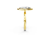 Yellow gold Marquise Halo Diamond Solitaire with Pavé Band and Four-Prong Setting_95