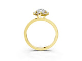 Yellow gold Marquise Halo Diamond Solitaire with Pavé Band and Four-Prong Setting_96