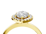 Yellow gold Marquise Halo Diamond Solitaire with Pavé Band and Four-Prong Setting_97