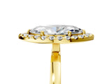 Yellow gold Marquise Halo Diamond Solitaire with Pavé Band and Four-Prong Setting_98