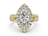 Yellow gold Marquise Halo Diamond Split Shank Engagement Ring with Prong Setting_33