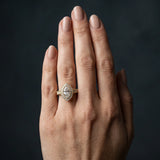 Yellow gold Marquise Halo Diamond Split Shank Pave Ring_12