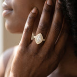 Yellow gold Marquise Halo Diamond Split Shank Pave Ring_14