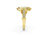 Yellow gold Marquise Halo Diamond Split Shank Pave Ring_16