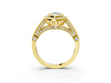 Yellow gold Marquise Halo Diamond Split Shank Pave Ring_17