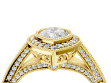 Yellow gold Marquise Halo Diamond Split Shank Pave Ring_18