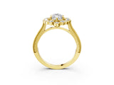 Yellow gold Marquise Halo Milgrain Pave Diamond Ring with Four-Prong Setting 3