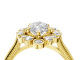 Yellow gold Marquise Halo Milgrain Pave Diamond Ring with Four-Prong Setting 4