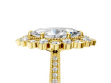 Yellow gold Marquise Halo Milgrain Pave Diamond Ring with Four-Prong Setting 5