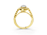 Yellow gold Marquise Halo Milgrain Solitaire with Bezel Set Side Stones and Pave Band_35