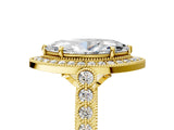 Yellow gold Marquise Halo Milgrain Solitaire with Bezel Set Side Stones and Pave Band_37