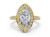 Yellow gold Marquise Halo Pavé Diamond Engagement Ring with Bezel Setting_20