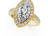 Yellow gold Marquise Halo Pavé Diamond Engagement Ring with Bezel Setting_21