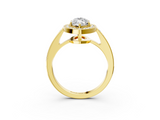 Yellow gold Marquise Halo Pavé Diamond Engagement Ring with Bezel Setting_23