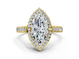 Yellow gold Marquise Halo Pavé Diamond Engagement Ring with Four-Prong Setting_26